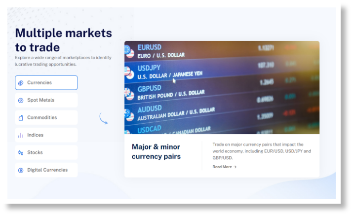 global trader website screenshot