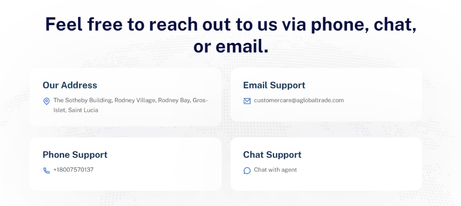 reach us out via phone, chat or email